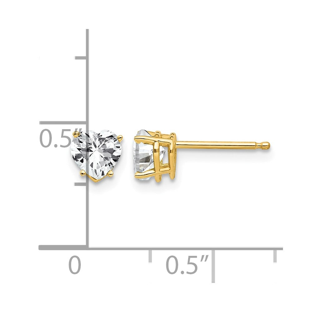 14k 5mm Heart Cubic Zirconia Earrings