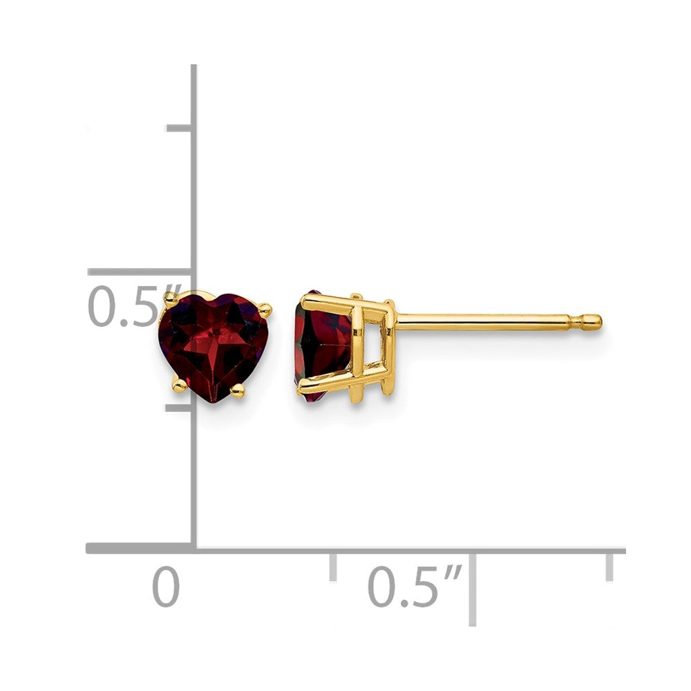 14k 5mm Heart Garnet Earrings
