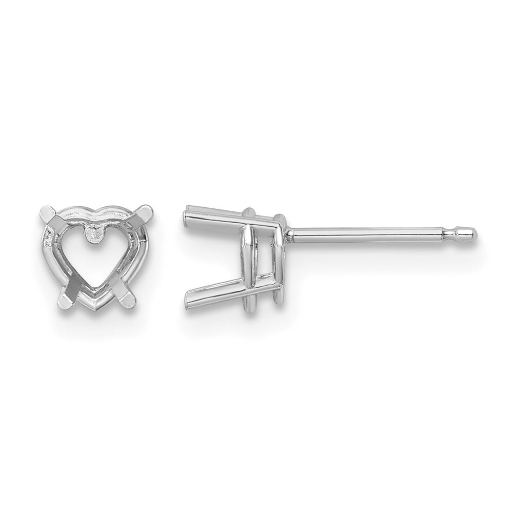 14k White Gold 5mm Heart Earring Mountings