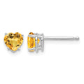 14k White Gold 5mm Heart Citrine Earrings