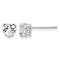 14k White Gold 5mm Heart Cubic Zirconia Earrings