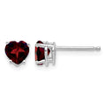 14k White Gold 5mm Heart Garnet Earrings
