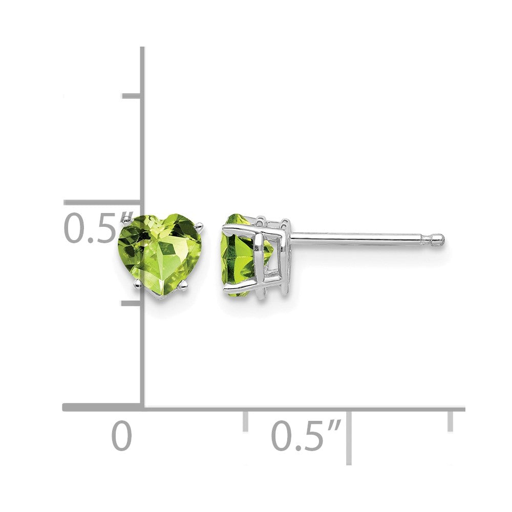14k White Gold 5mm Heart Peridot Earrings