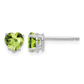 14k White Gold 5mm Heart Peridot Earrings