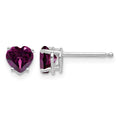 14k White Gold 5mm Heart Rhodolite Garnet Earrings