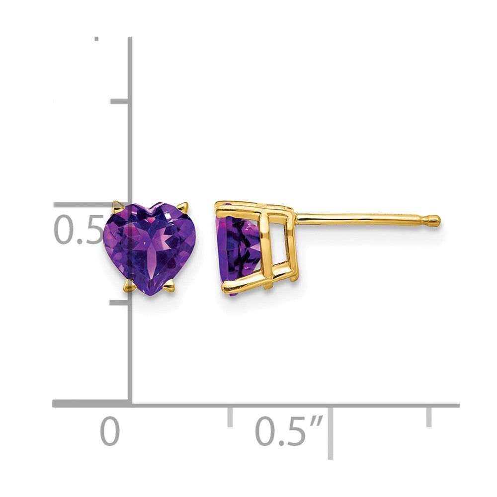 14k 6mm Heart Amethyst Earrings