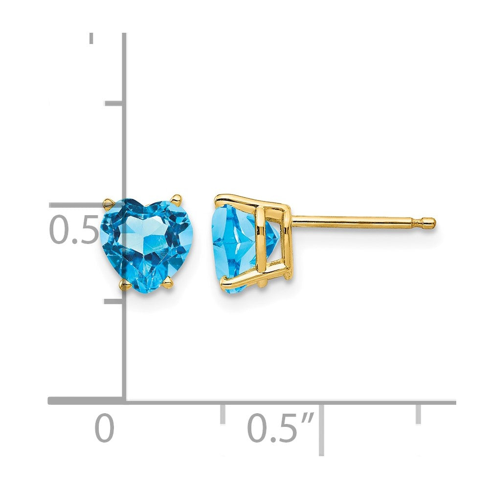 14k 6mm Heart Blue Topaz Earrings