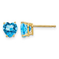 14k 6mm Heart Blue Topaz Earrings