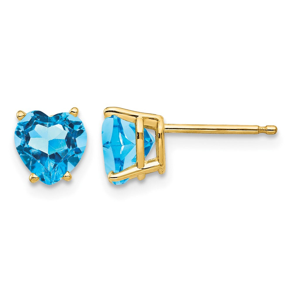 14k 6mm Heart Blue Topaz Earrings