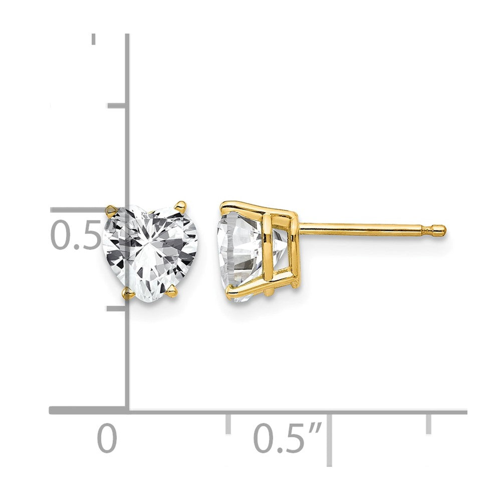14k 6mm Heart Cubic Zirconia Earrings