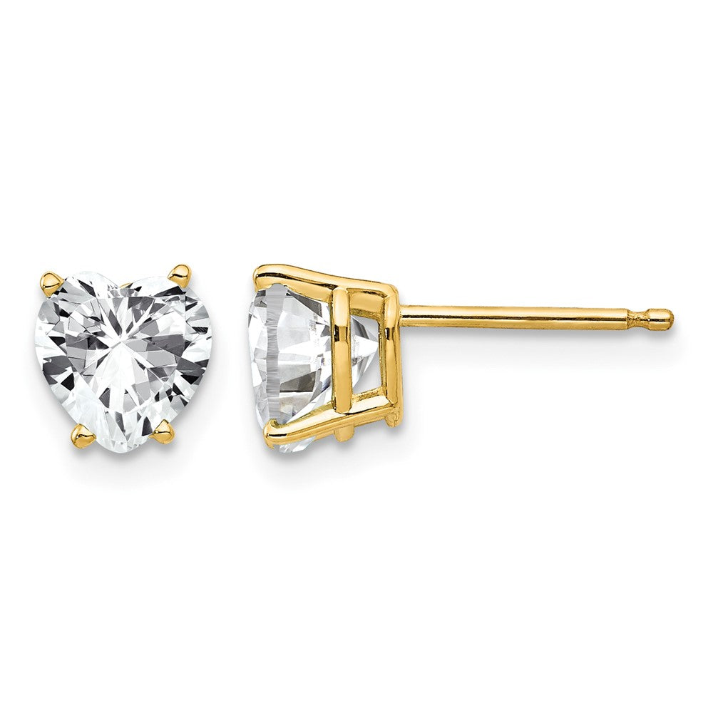 14k 6mm Heart Cubic Zirconia Earrings