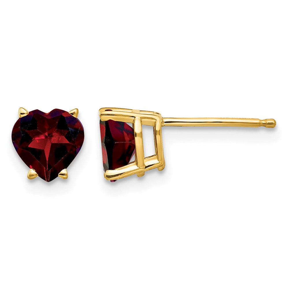 14k 6mm Heart Garnet Earrings