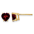 14k 6mm Heart Garnet Earrings