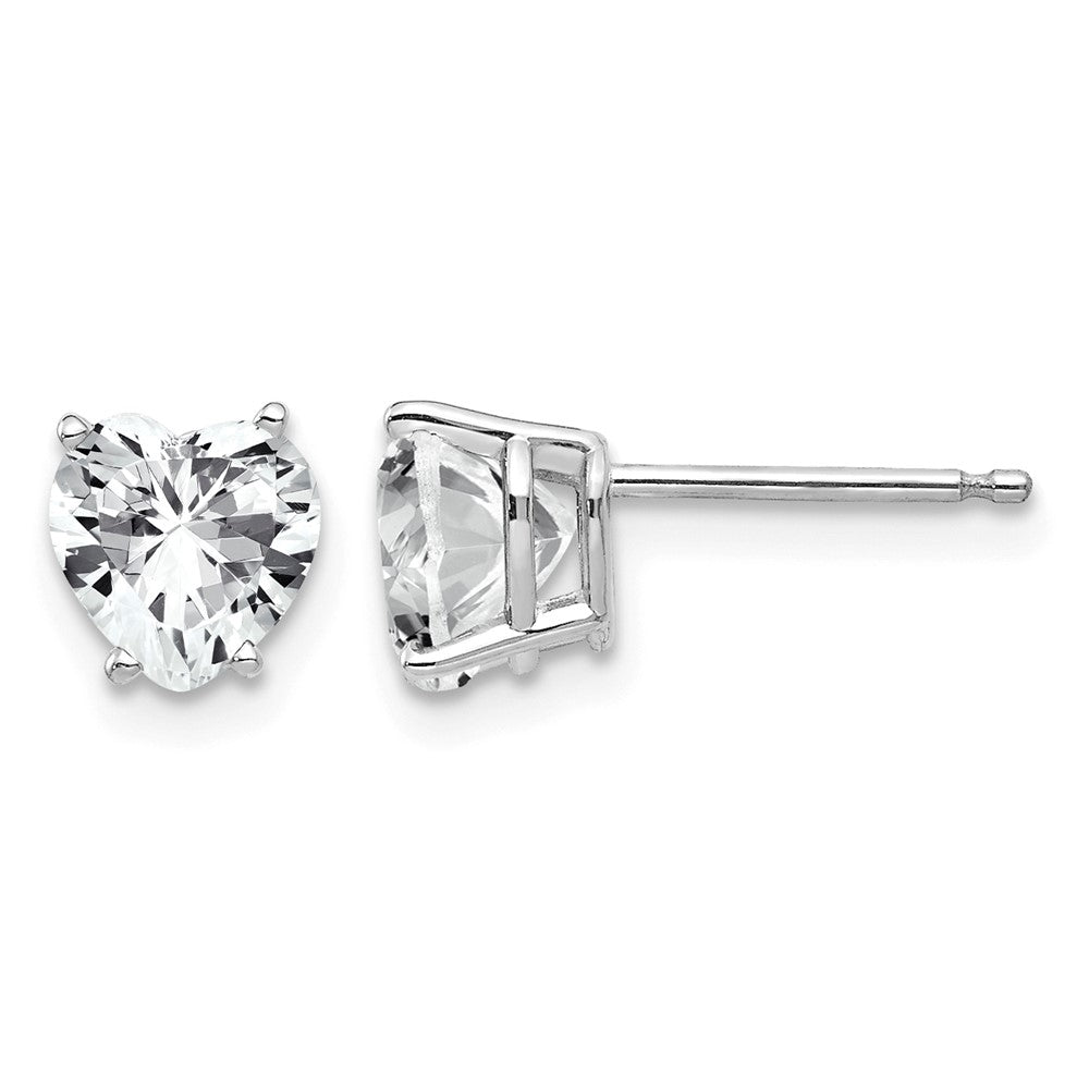 14k White Gold 6mm Heart Cubic Zirconia Earrings