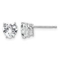 14k White Gold 6mm Heart Cubic Zirconia Earrings