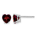 14k White Gold 6mm Heart Garnet Earrings