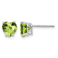 14k White Gold 6mm Heart Peridot Earrings