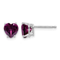 14k White Gold 6mm Heart Rhodolite Garnet Earrings