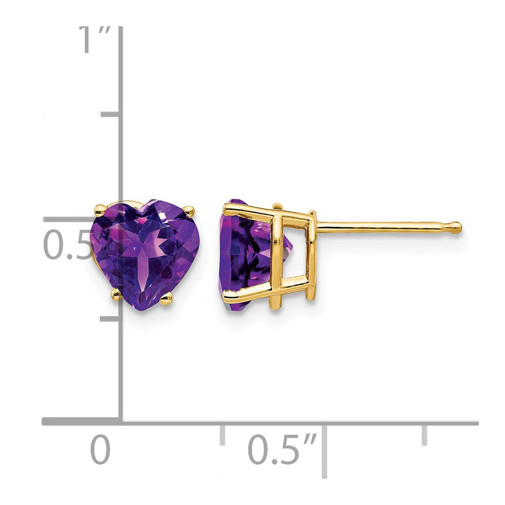 14k 7mm Heart Amethyst Earrings