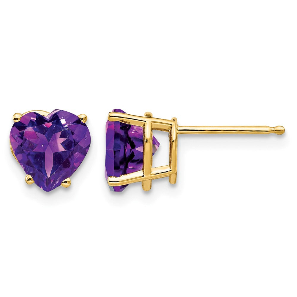 14k 7mm Heart Amethyst Earrings