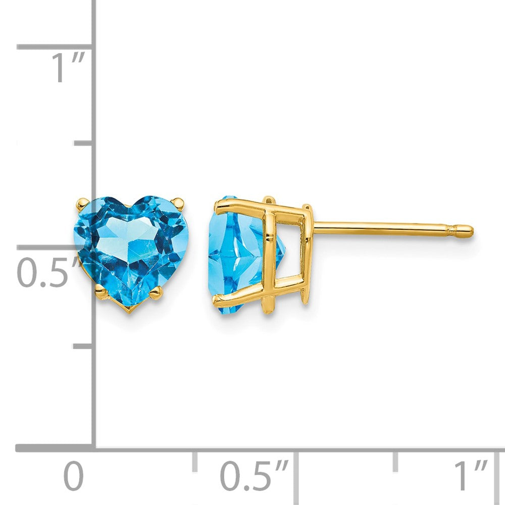 14k 7mm Heart Blue Topaz Earrings