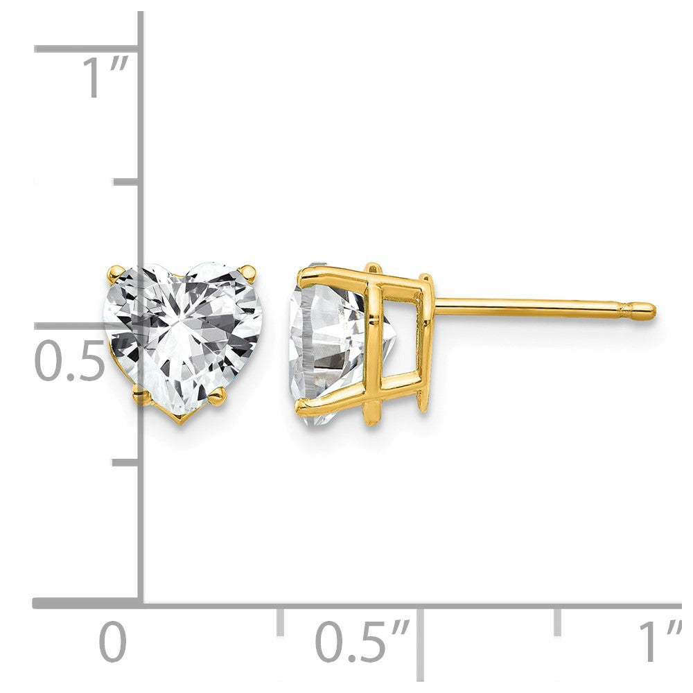 14k 7mm Heart Cubic Zirconia Earrings