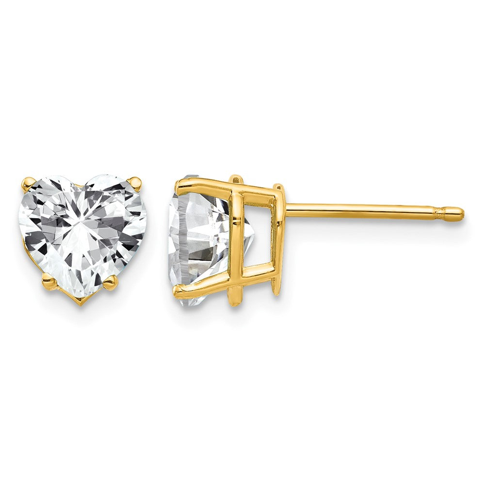 14k 7mm Heart Cubic Zirconia Earrings