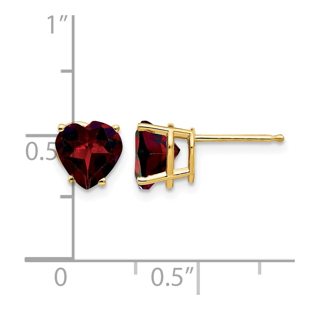 14k 7mm Heart Garnet Earrings