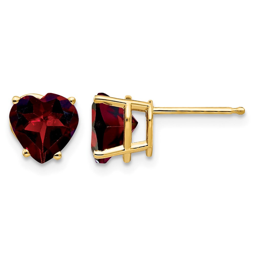 14k 7mm Heart Garnet Earrings