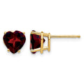 14k 7mm Heart Garnet Earrings