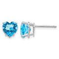 14k White Gold 7mm Heart Blue Topaz Earrings