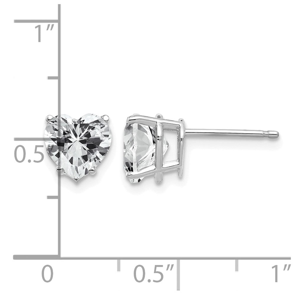 14k White Gold Cubic Zirconia Heart Stud Earrings