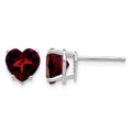 14k White Gold 7mm Heart Garnet Earrings