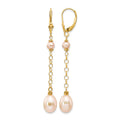14K 5-8mm Pink Freshwater Cultured Pearl Leverback Earrings