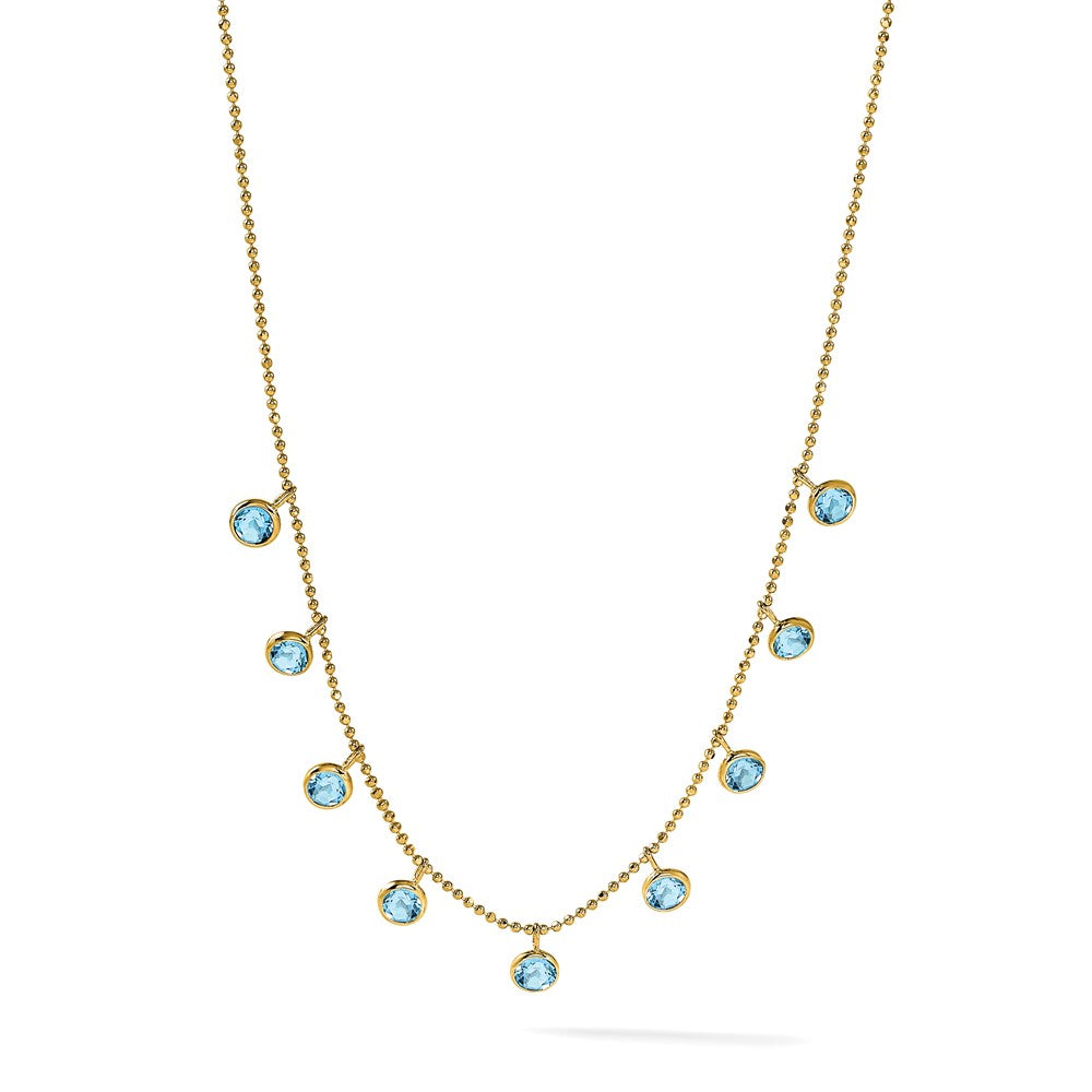 14k Blue Topaz w/2in ext. Necklace