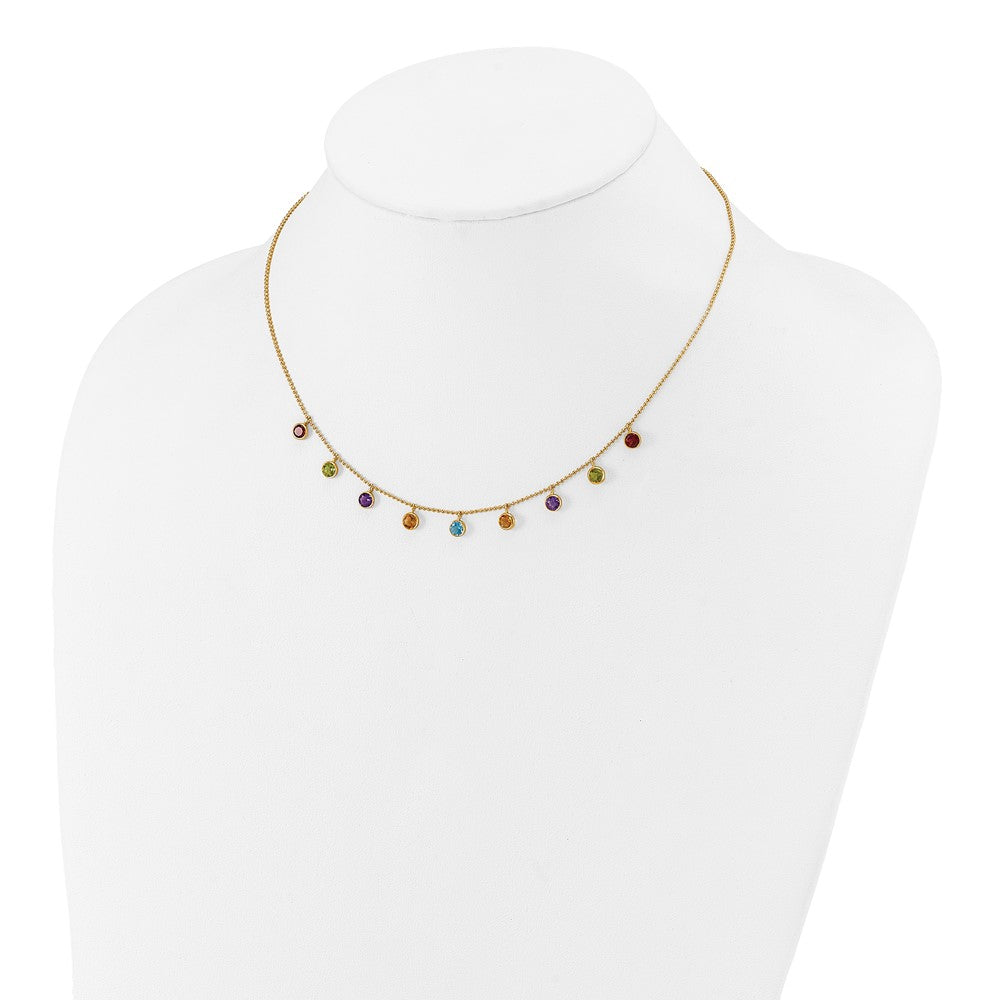 14K Multi-color Gemstone Necklace 16\ w/ 2in ext."
