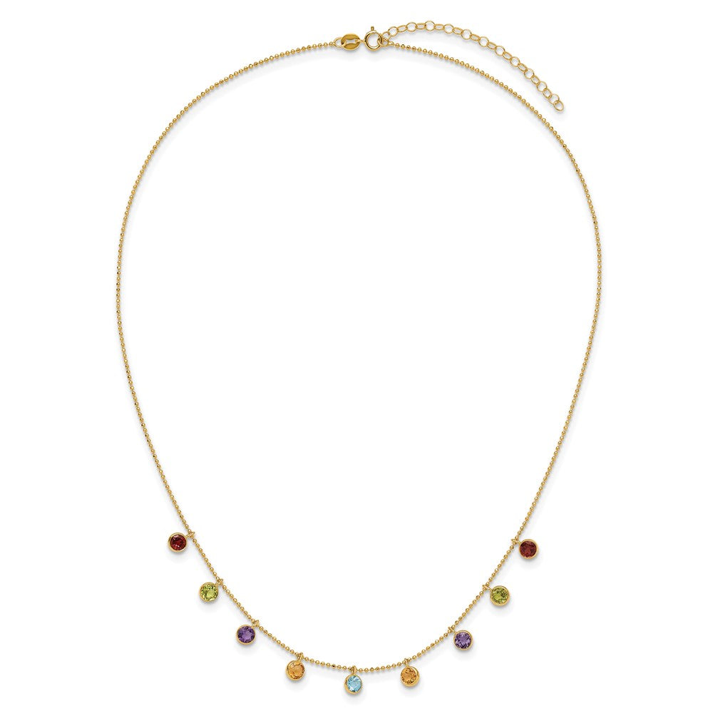 14K Multi-color Gemstone Necklace 16\ w/ 2in ext."