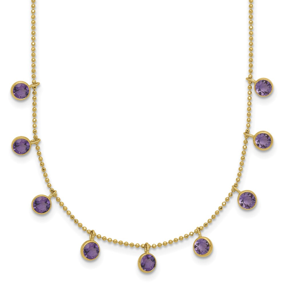 14K Multi-color Gemstone Necklace 16\ w/ 2in ext."