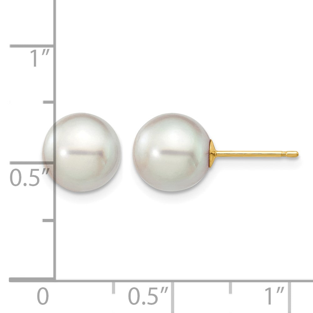 14k 8-9mm Round Grey Saltwater Akoya Cultured Pearl Stud Post Earrings