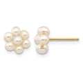 14k 2-3mm White Egg Freshwater Cultured Pearl Flower Earrings