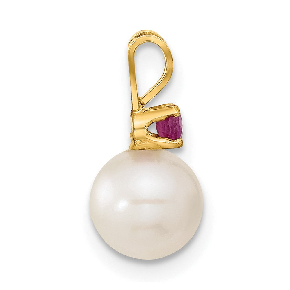 14k 7-8mm White FW Cultured Pearl & Ruby Stud Earrings & Pendant