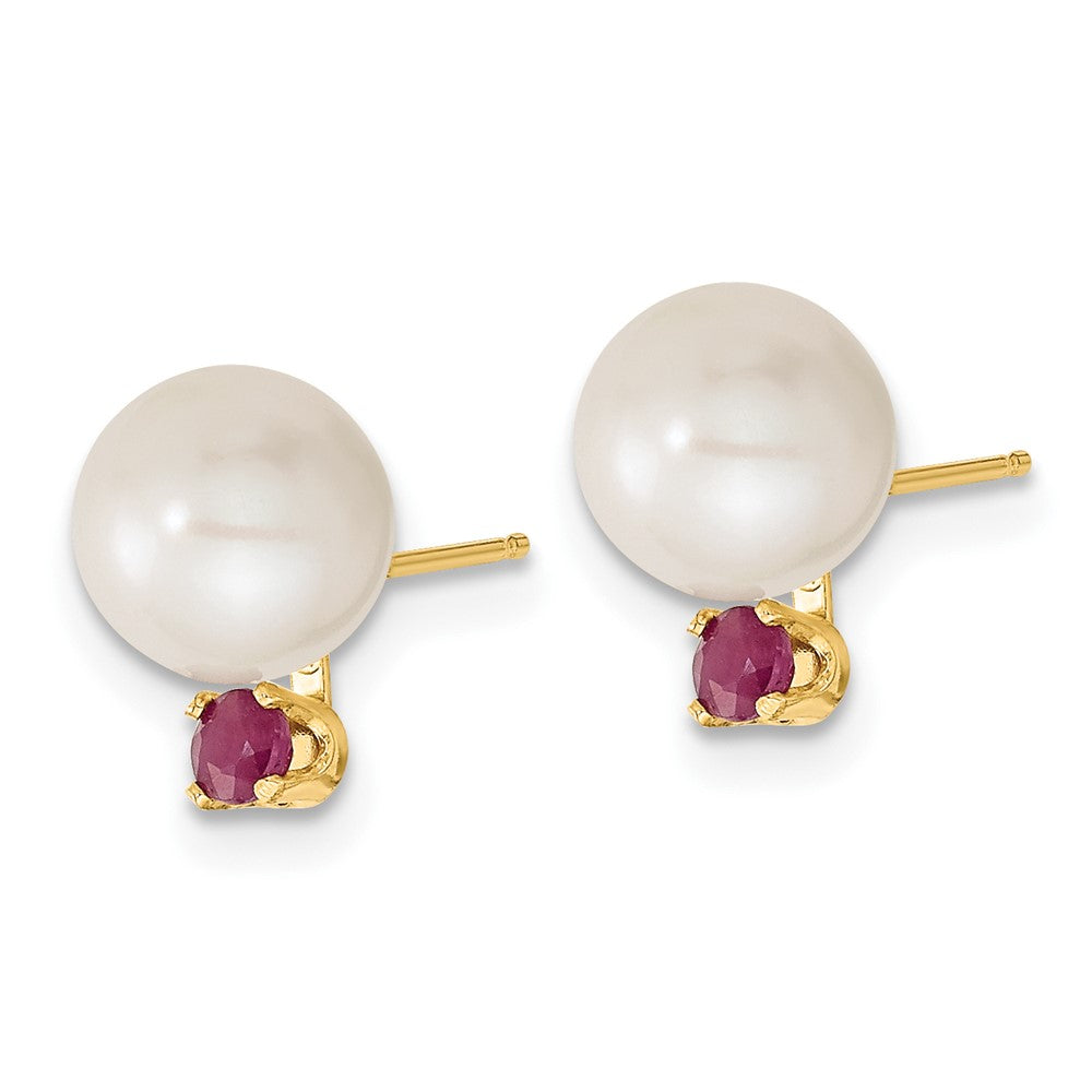 14k 7-8mm White FW Cultured Pearl & Ruby Stud Earrings & Pendant