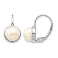 14K White Gold 6-7mm Button Freshwater Cultured Pearl Leverback Earrings