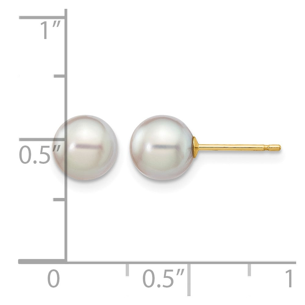 14k 6-7mm Round Grey Saltwater Akoya Cultured Pearl Stud Post Earrings