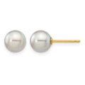 14k 6-7mm Round Grey Saltwater Akoya Cultured Pearl Stud Post Earrings