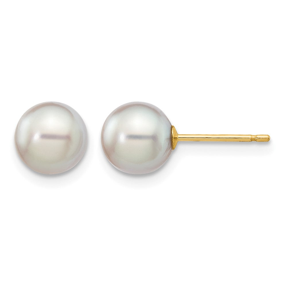14k 6-7mm Round Grey Saltwater Akoya Cultured Pearl Stud Post Earrings
