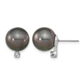 14k WG 10-11mm Rd Saltwater Cultured Tahitian Pearl .10ct Dia. Post Earring
