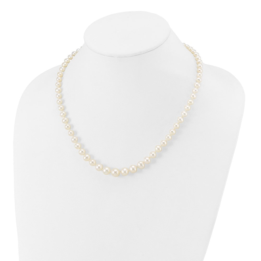 14k 4-8mm White Freshwater Cultured Pearl Graduated Necklace