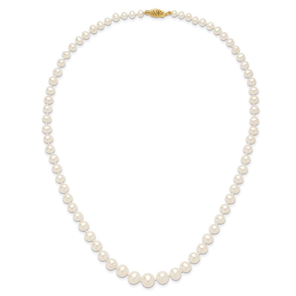 14k 4-8mm White Freshwater Cultured Pearl Graduated Necklace