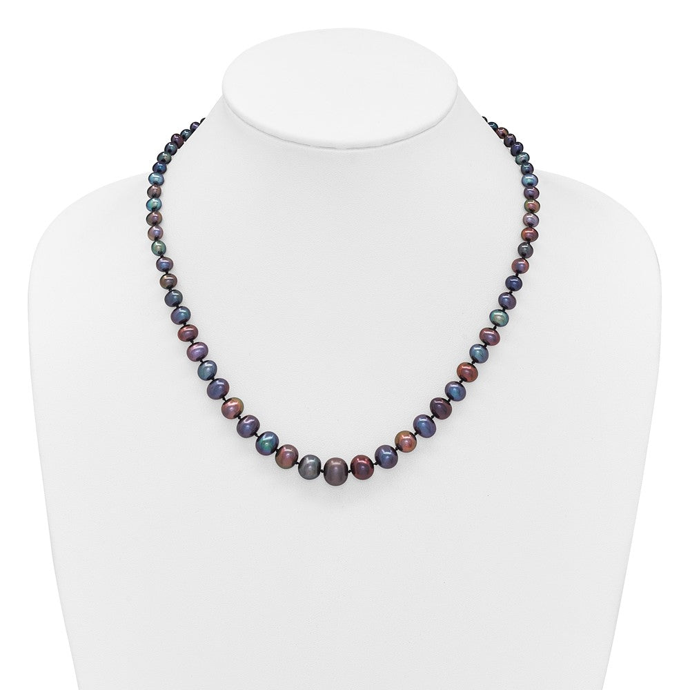 14k WG 4-10mm Graduated Near Rnd Black FWC Pearl 18in Necklace